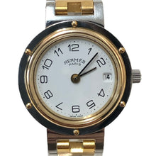 이미지를 갤러리 뷰어에 로드 , HERMES エルメス 24mm クリッパー 51.03 腕時計 ステンレススチール/GP コンビ クオーツ ホワイト文字盤【中古】 レディース