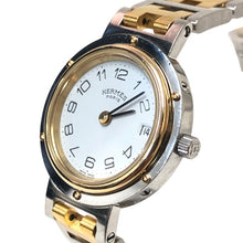 이미지를 갤러리 뷰어에 로드 , HERMES エルメス 24mm クリッパー 51.03 腕時計 ステンレススチール/GP コンビ クオーツ ホワイト文字盤【中古】 レディース