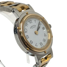 이미지를 갤러리 뷰어에 로드 , HERMES エルメス 24mm クリッパー 51.03 腕時計 ステンレススチール/GP コンビ クオーツ ホワイト文字盤【中古】 レディース