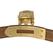 画像をギャラリービューアに読み込む, HERMES エルメス ケリーウォッチ 腕時計 ゴールド ブラウン 〇U刻印 クオーツ ゴールド文字盤【中古】 レディース