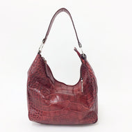 フルラ FURLA クロコ型押し ワンショルダーバッグ レッド クロコ柄 中古