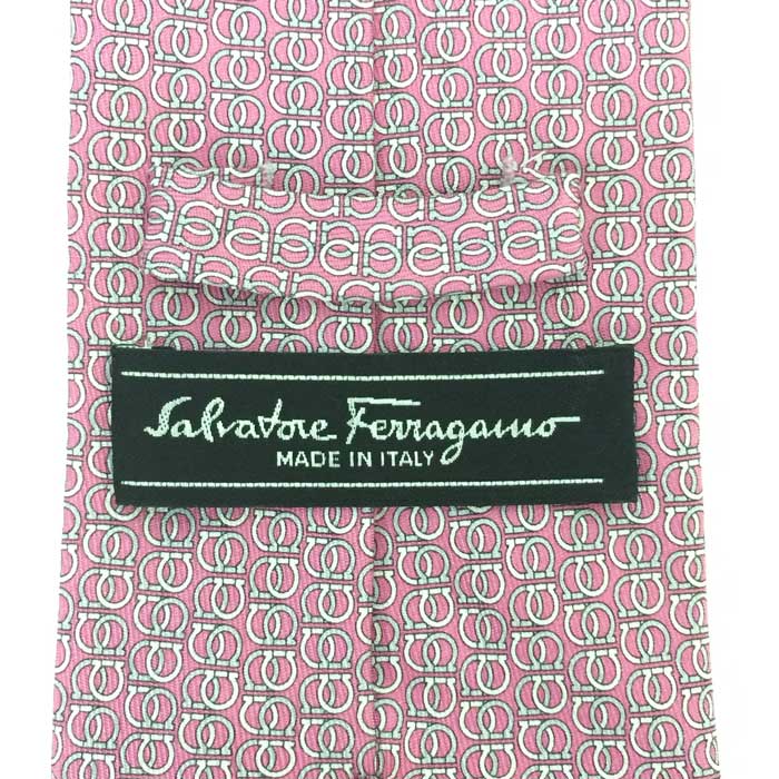 【美品】Salvatore Ferragamo ネクタイ ワインレッド ピンク 21821538.jpg