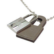 画像をギャラリービューアに読み込む, HERMES エルメス オーケリー ペンダント ネックレス レザー エトゥープ×シルバー D刻印【中古】【美品】レディース
