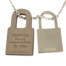 画像をギャラリービューアに読み込む, HERMES エルメス オーケリー ペンダント ネックレス レザー エトゥープ×シルバー D刻印【中古】【美品】レディース
