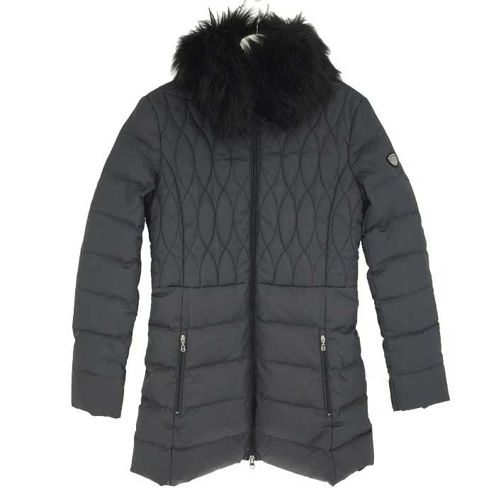 エンポリオアルマーニ EMPORIO ARMANI  ダウンコート ファー付き ラメ入り M  ブラック【中古】
