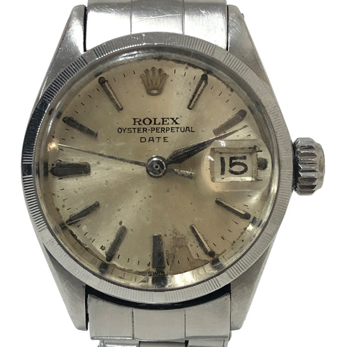 ROLEX ロレックス オイスターパーペチュアルデイト 6519 腕時計 ステンレススチール(SS) シルバー 8番台 自動巻き シルバー文字盤【中古】レディース