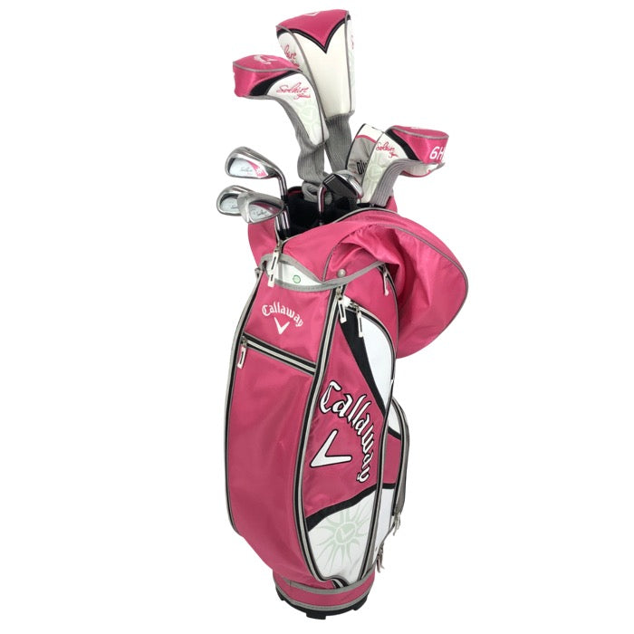 Callaway キャロウェイ ゴルフクラブ 8本セット キャディーバッグ付 フレックスL Solaire Gems ソレイル ピンク【中古】 レディース