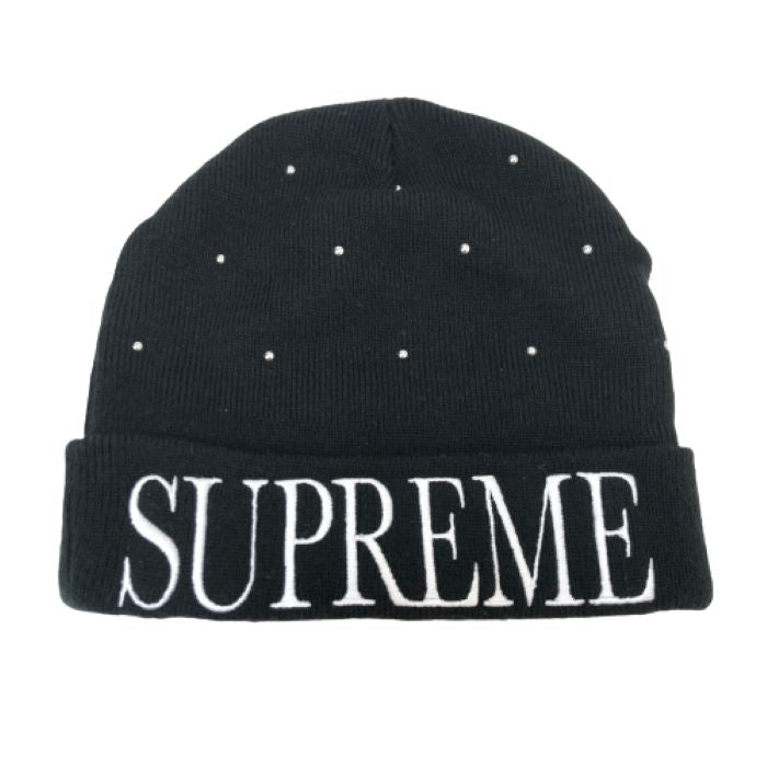 シュプリーム Supreme  スタッズロゴビーニー ニットキャップ ユニセックス 男女兼用  ブラック【中古】【新品同様】【美品】