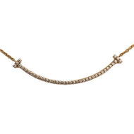 TIFFANY&Co. ティファニー Tスマイルペンダント スモール ネックレス ダイヤモンド K18PG【中古】レディース
