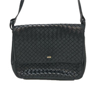 BALLY バリー 編み込み ショルダーバッグ レザー ブラック レディース 【中古】
