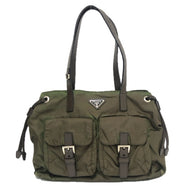 PRADA プラダ BR3257 トートバッグ 三角プレート ナイロン/レザー カーキ レディース 【中古】