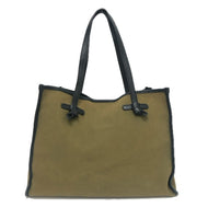 GIANNI CHIARINI ジャンニキャリーニ トートバッグ キャンバス カーキ レディース 【中古】