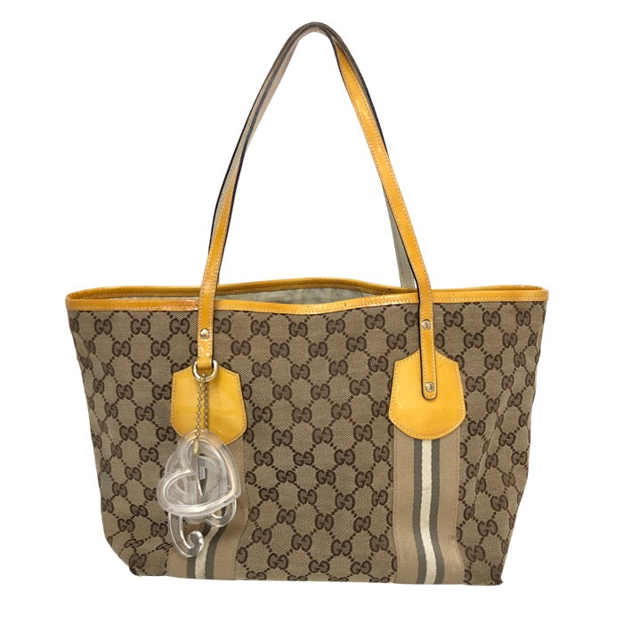 GUCCI グッチ シェリーライン 211971 トートバッグ GGキャンバス ブラウン・イエロー レディース 【中古】