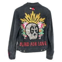 画像をギャラリービューアに読み込む, GUCCI グッチ DIY BLIND FOR LOVE GGスカル デニムジャケット コットン ブラック サイズ46(S-M相当)【中古】メンズ
