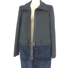 画像をギャラリービューアに読み込む, SPORTMAX スポーツマックス ハイネック切替 袖ファスナー ステンカラーコート ブラック ネイビー【中古】 レディース

