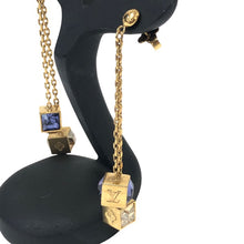 画像をギャラリービューアに読み込む, LOUIS VUITTON ルイ・ヴィトン チェーン ブークルドレイユ パンダン ギャンブル M66059 ピアス ラインストーン/GP イエローゴールド パープル【中古】 レディース
