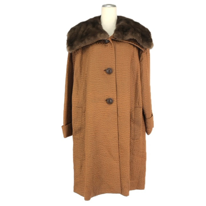 Christian Dior クリスチャンディオール ロング ファー付き ステンカラーコート ウール テラコッタ【中古】 レディース