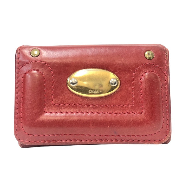 Chloe クロエ 名刺入れ カードケース レザー レッド【中古】 レディース