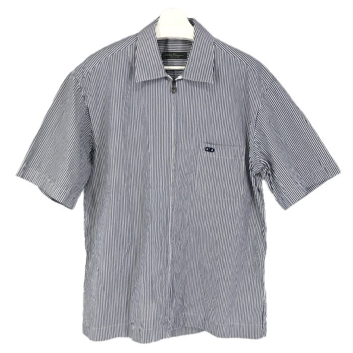 Salvatore Ferragamo サルヴァトーレフェラガモ ブルゾン 半袖シャツ コットン ネイビー ホワイト XL-XXL相当【中古】 メンズ