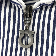 画像をギャラリービューアに読み込む, Salvatore Ferragamo サルヴァトーレフェラガモ ブルゾン 半袖シャツ コットン ネイビー ホワイト XL-XXL相当【中古】 メンズ

