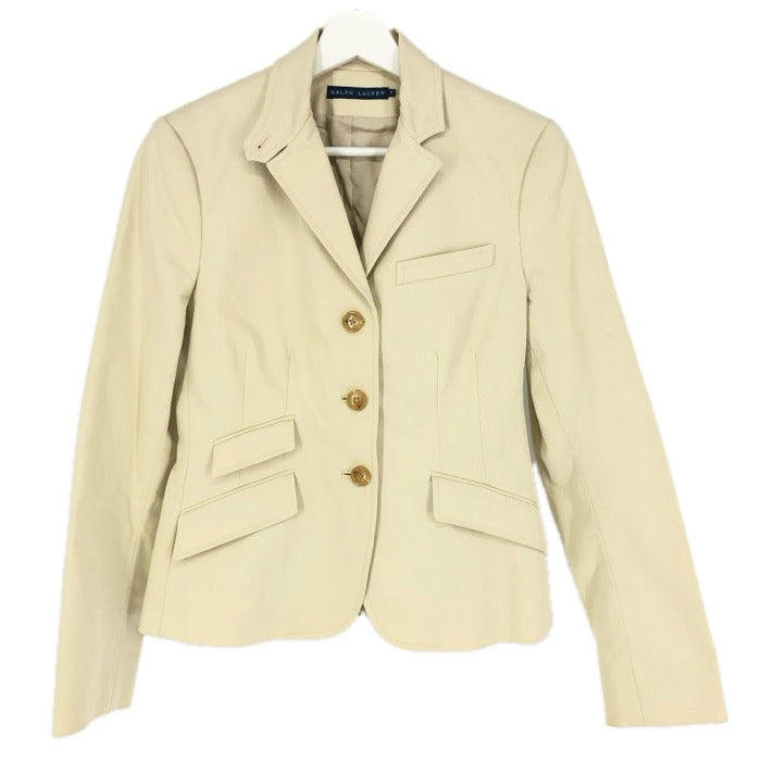 RALPH LAUREN ラルフローレン 総裏 テーラードジャケット コットン ライトベージュ Mサイズ相当【中古】 レディース