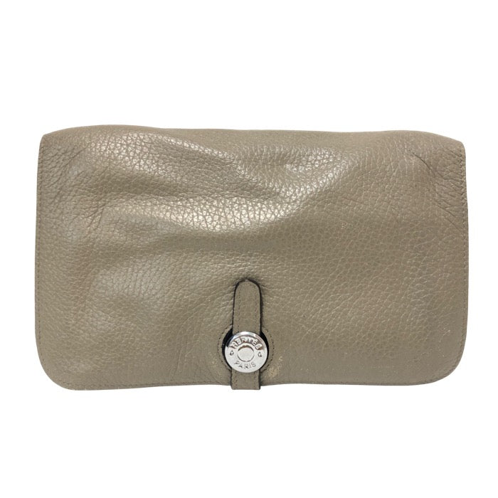 HERMES エルメス ドゴンGM 長財布 レザー グレー □J刻印【中古】 ユニセックス