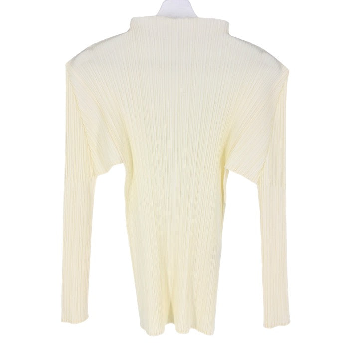 Pleated Please Issey Miyake プリーツプリーズ イッセイミヤケ プリーツ 長袖 ハイネック カットソー ホワイト XLサイズ相当【中古】 レディース