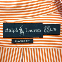 將圖片載入圖庫檢視器 RALPH LAUREN ラルフローレン 長袖シャツ コットン オレンジ ホワイト ストライプ サイズL/G【中古】 メンズ
