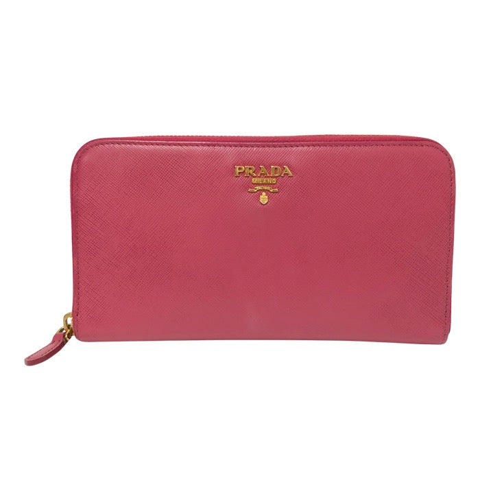 PRADA プラダ ラウンドファスナー 1M0506 長財布 サフィアーノレザー ピンク【中古】 レディース