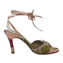 画像をギャラリービューアに読み込む, Salvatore Ferragamo サルヴァトーレフェラガモ レースアップ ビジュー付 サンダル サテン ピンク 24.5cm相当【中古】 レディース
