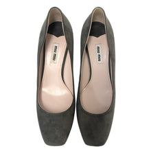 將圖片載入圖庫檢視器 MIUMIU ミュウミュウ グリッター スクエアトゥ パンプス スウェード ダークグレー 25cm相当【中古】 レディース
