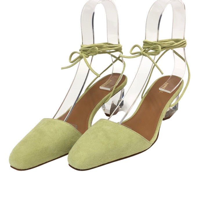 PIPPICHIC ピッピシック レースアップ クリスタルヒール ミュール スウェード パステルグリーン 24.5cm相当【中古】 レディース