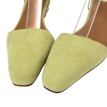 將圖片載入圖庫檢視器 PIPPICHIC ピッピシック レースアップ クリスタルヒール ミュール スウェード パステルグリーン 24.5cm相当【中古】 レディース
