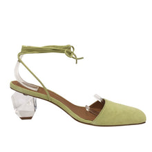 將圖片載入圖庫檢視器 PIPPICHIC ピッピシック レースアップ クリスタルヒール ミュール スウェード パステルグリーン 24.5cm相当【中古】 レディース
