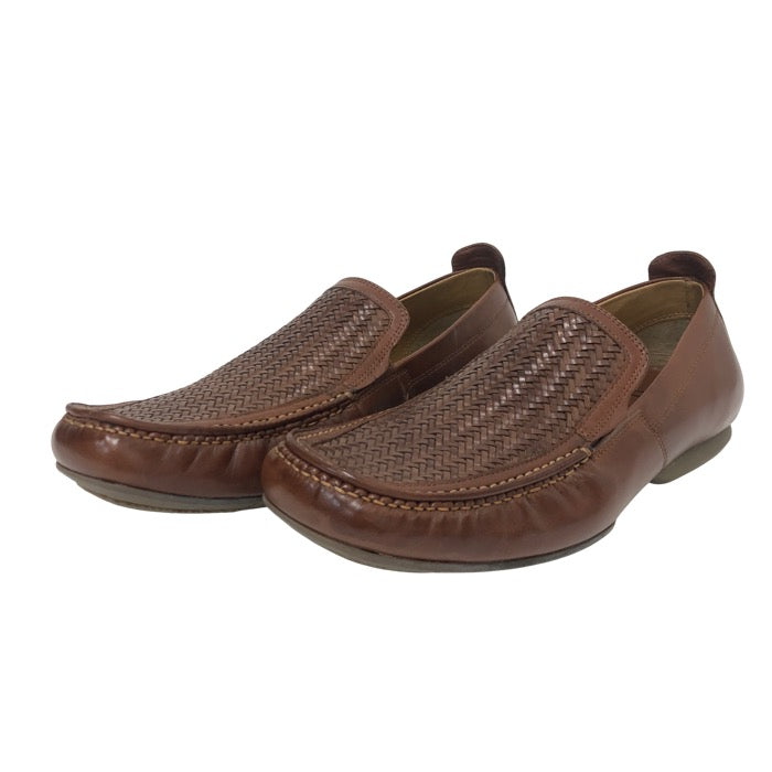 Clarks クラークス 編み込み メッシュ ローファー スリッポン レザー ブラウン 26.5cm相当【中古】メンズ