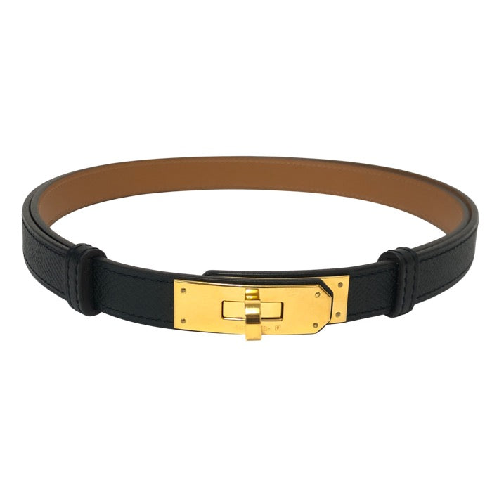 HERMES エルメス ゴールド金具 ケリー18 ベルト ヴォーエプソン ブラック C刻印【中古】