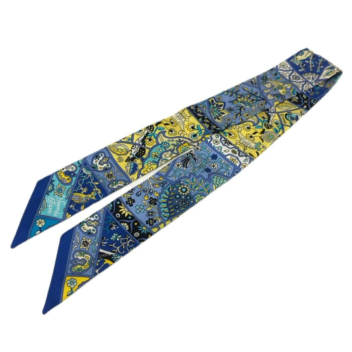 HERMES エルメス ツイリー Au Pays des Oiseaux Fleurs 花咲く鳥たちの国で スカーフ シルク ブルー【中古】