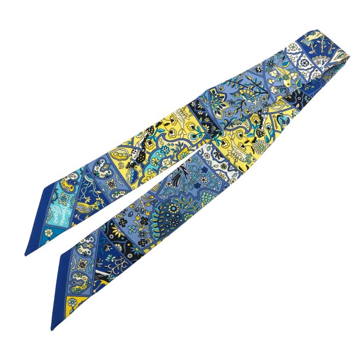 HERMES エルメス ツイリー Au Pays des Oiseaux Fleurs 花咲く鳥たちの国で スカーフ シルク ブルー【中古】