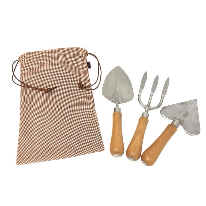 HERMES エルメス ガーデニング用品 3点セット スコップ フォーク 移植ゴテ メタル/ウッド【中古】【新品同様】【美品】
