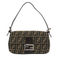 FENDI フェンディ ズッカ柄 マンマバケット 26424 ショルダーバッグ キャンバス/レザー ブラウン【中古】 レディース