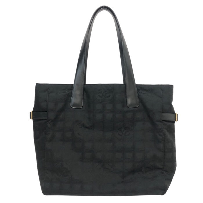 CHANEL シャネル ニュートラベルライン トートGM ギャランティカード付 ショルダーバッグ A15825 トートバッグ レザー/ナイロンキャンバス ブラック【中古】レディース