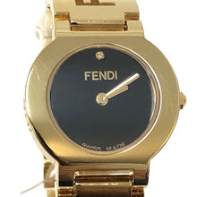 將圖片載入圖庫檢視器 FENDI フェンディ 限定モデル 1Pダイヤ ステラ LIMITED 3060L 腕時計 GP ゴールド クオーツ ブラック文字盤 24mm【中古】 レディース
