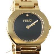 FENDI フェンディ 限定モデル 1Pダイヤ ステラ LIMITED 3060L 腕時計 GP ゴールド クオーツ ブラック文字盤 24mm【中古】 レディース