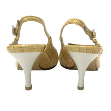 画像をギャラリービューアに読み込む, 銀座かねまつ ギンザカネマツ バックストラップ ポインテッドトゥ 型押し ミュール レザー イエロー 23cm【中古】【新品同様】【美品】レディース
