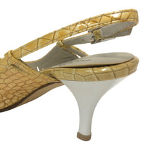 画像をギャラリービューアに読み込む, 銀座かねまつ ギンザカネマツ バックストラップ ポインテッドトゥ 型押し ミュール レザー イエロー 23cm【中古】【新品同様】【美品】レディース
