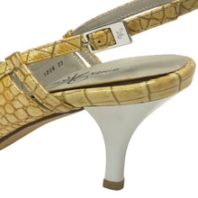 画像をギャラリービューアに読み込む, 銀座かねまつ ギンザカネマツ バックストラップ ポインテッドトゥ 型押し ミュール レザー イエロー 23cm【中古】【新品同様】【美品】レディース
