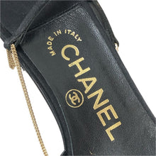 画像をギャラリービューアに読み込む, CHANEL シャネル カメリア チェーン ミュール サテン ブラック 24cm相当【中古】【美品】レディース
