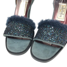 画像をギャラリービューアに読み込む, Glorious Gigot グロリアスジゴ ストラップ サンダル スウェード/ファー/グリッター ダスティブルー 23cm【中古】【新品同様】【美品】レディース
