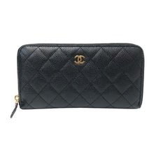 画像をギャラリービューアに読み込む, CHANEL シャネル マトラッセ ココマーク ラウンドファスナー 長財布 キャビアスキン ギャランティカード付 ゴールド金具 ブラック【中古】レディース
