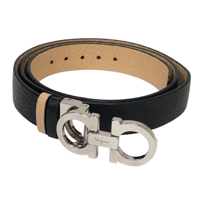 Salvatore Ferragamo サルヴァトーレフェラガモ ダブルガンチーニ リバーシブル ベルト レザー ブラック ベージュ【中古】【美品】ユニセックス